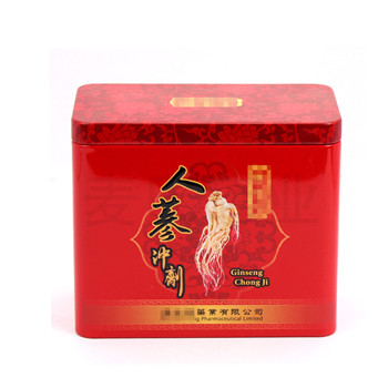 方形人參沖劑鐵盒包裝加工,保健品鐵盒生產廠家