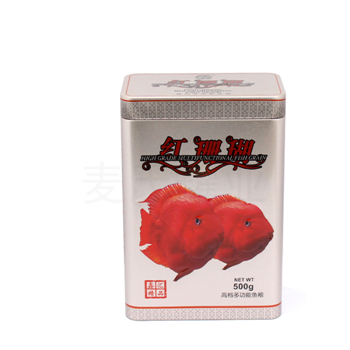 500克裝多功能魚(yú)糧鐵盒,魚(yú)飼料鐵盒包裝
