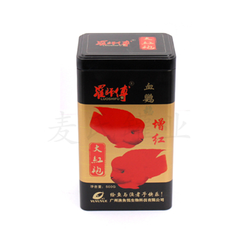 魚飼料金屬罐,500克裝魚飼料圓形鐵罐,魚糧鐵皮罐