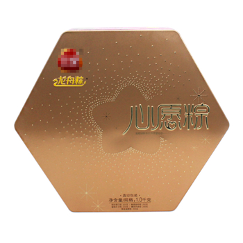 六角形心愿粽子鐵盒包裝_端午節食品禮盒鐵盒定制